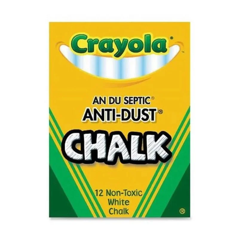 كرايولا CRAYOLA Anti-Dust White Chalk 12 Count (Pack of 1) | Smooth Texture Makes Writing & Drawing on Blackboards Easy