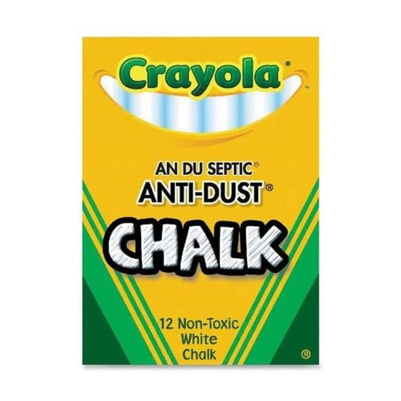 CRAYOLA Anti-Dust White Chalk 12 Count (Pack of 1) | Smooth Texture Makes Writing & Drawing on Blackboards Easy - Image 1