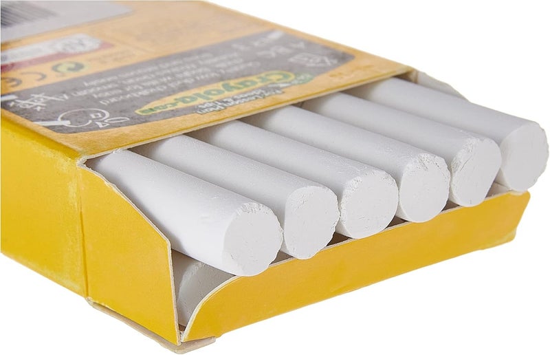 CRAYOLA Anti-Dust White Chalk 12 Count (Pack of 1) | Smooth Texture Makes Writing & Drawing on Blackboards Easy - Image 3