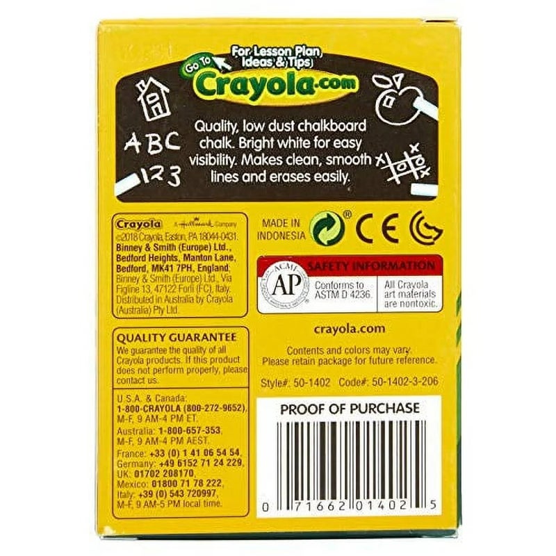 CRAYOLA Anti-Dust White Chalk 12 Count (Pack of 1) | Smooth Texture Makes Writing & Drawing on Blackboards Easy - Image 4