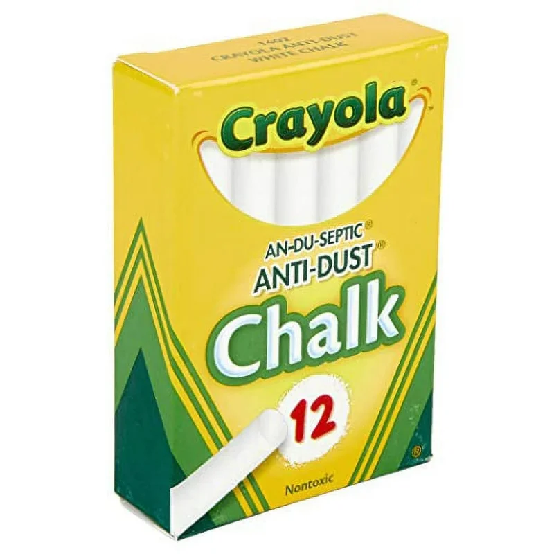 كرايولا CRAYOLA Anti-Dust White Chalk 12 Count (Pack of 1) | Smooth Texture Makes Writing & Drawing on Blackboards Easy