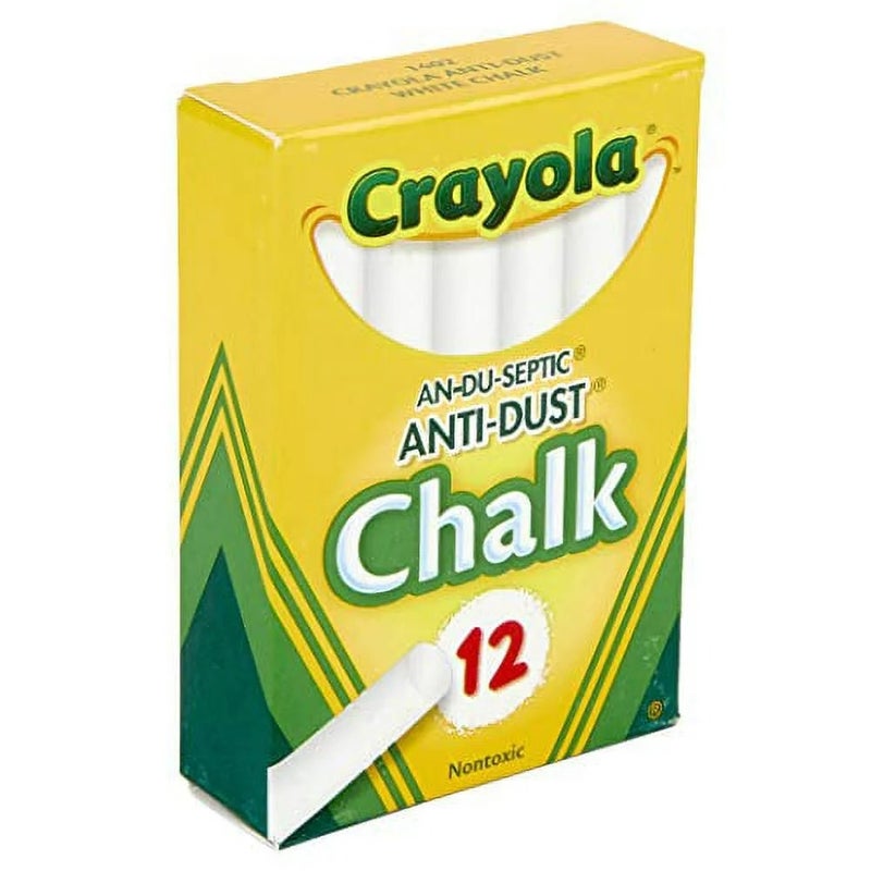 CRAYOLA Anti-Dust White Chalk 12 Count (Pack of 1) | Smooth Texture Makes Writing & Drawing on Blackboards Easy - Image 2