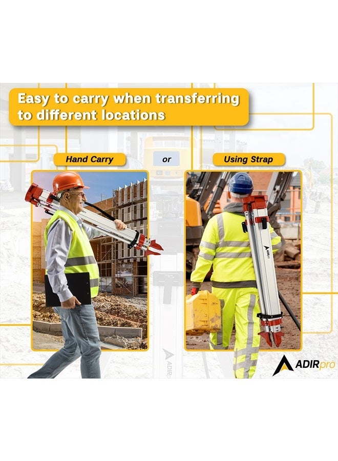 AdirPro Universal Survey Tripod – Aluminum Laser Level Tripod – Transit Level Tripod - Quick Clamp - Heavy Duty Contractor Tripod 5/8” x 11” Thread (Orange) - Image 4