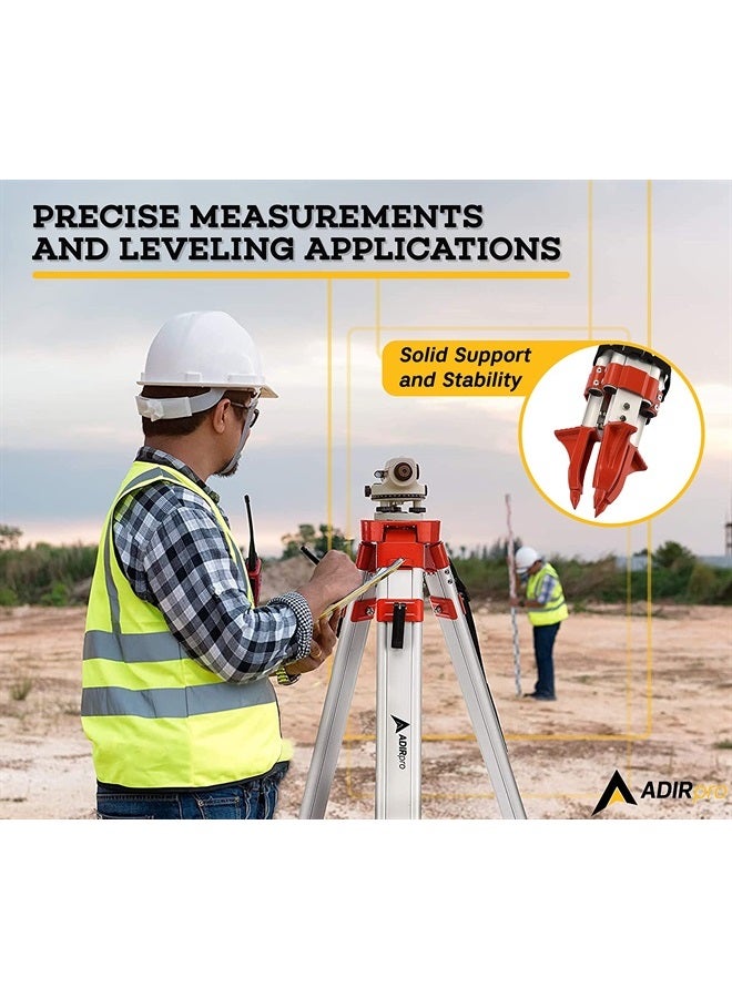 AdirPro Universal Survey Tripod – Aluminum Laser Level Tripod – Transit Level Tripod - Quick Clamp - Heavy Duty Contractor Tripod 5/8” x 11” Thread (Orange) - Image 5