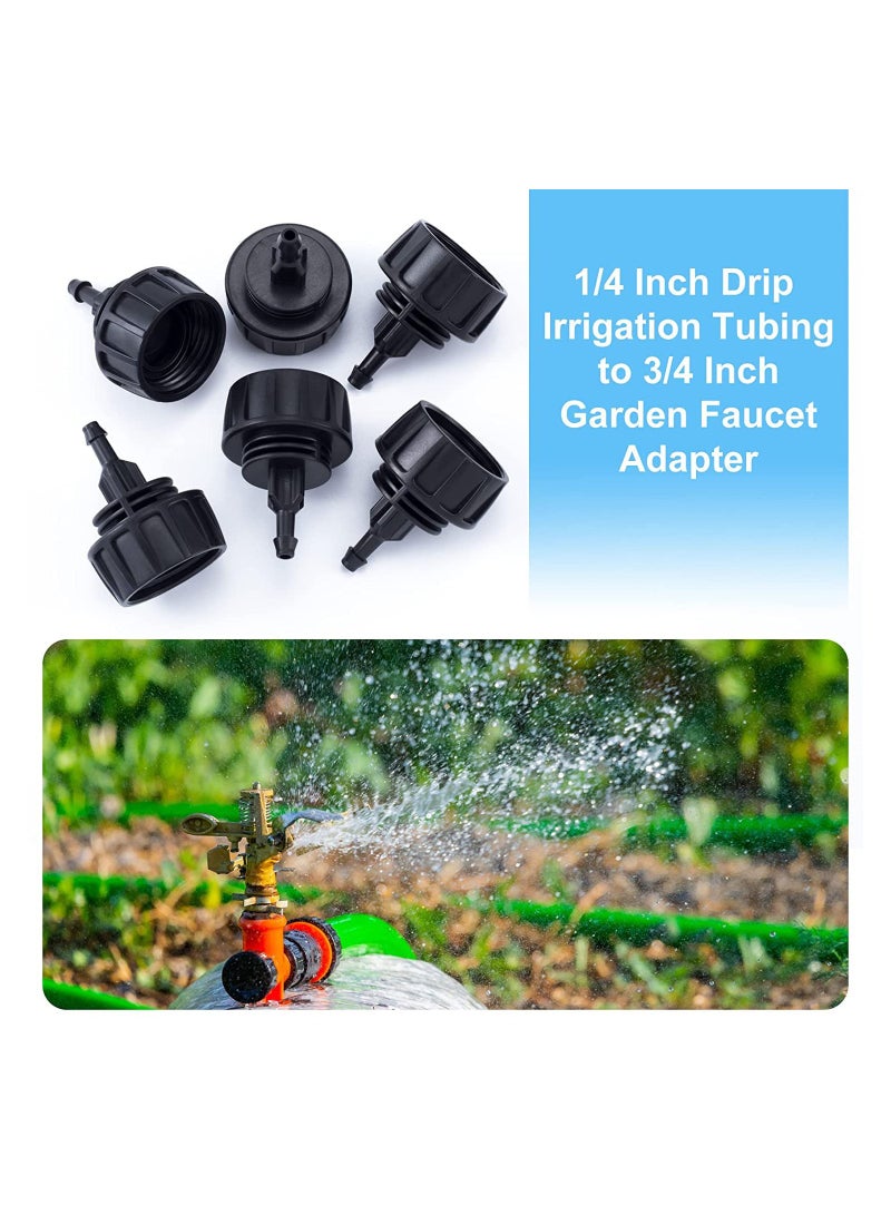 Excefore Drip Irrigation Hose Connectors,1/4 Inch Drip Irrigation Tubing x 3/4 FHT Swivel Garden Faucet Adapter, Convert 3/4" Garden Hose to 1/4" Drip Pipe for Irrigation Kits (20-Pack) - Image 4