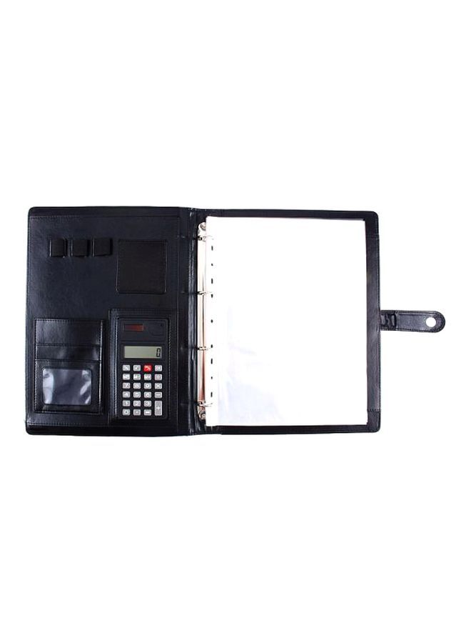 NIBEMINENT A4 Conference Portfolio Business Document Case Folder Organiser with Calculator Black 