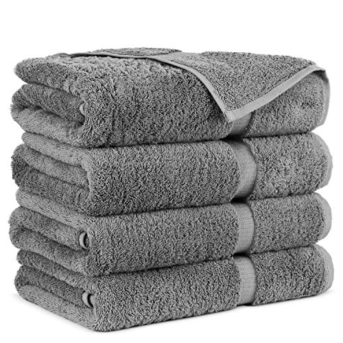 Towel Bazaar Premium Cotton Super Soft and Absorbent Turkish Towels (4-Piece Bath Towels, Gray) - Image 1