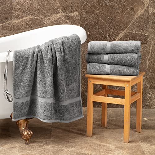 Towel Bazaar Premium Cotton Super Soft and Absorbent Turkish Towels (4-Piece Bath Towels, Gray) - Image 2