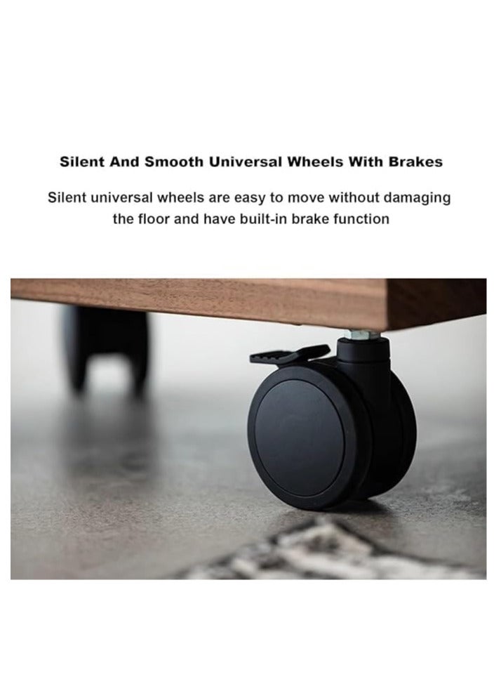 ECVV Versatile Sofa Side Table On Wheels Adjustment Wood Snacks Table Small Rolling Sofa Table Suitable for Homes Office | 65x40x40cm Brown - Image 5