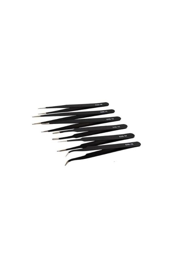 53 Arts 53ARTS Anti-Static Stainless Steel Plucker Tweezers for Electronics, Jewellery, Computer, Hair Removal and More - Tweezer Set -6 Pcs - Image 2