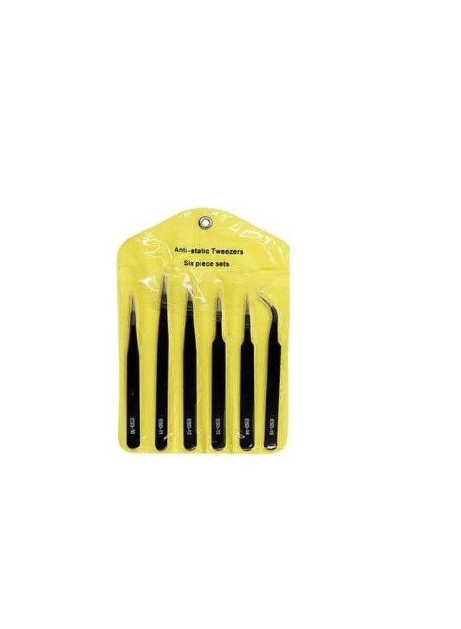 53 Arts 53ARTS Anti-Static Stainless Steel Plucker Tweezers for Electronics, Jewellery, Computer, Hair Removal and More - Tweezer Set -6 Pcs - Image 1