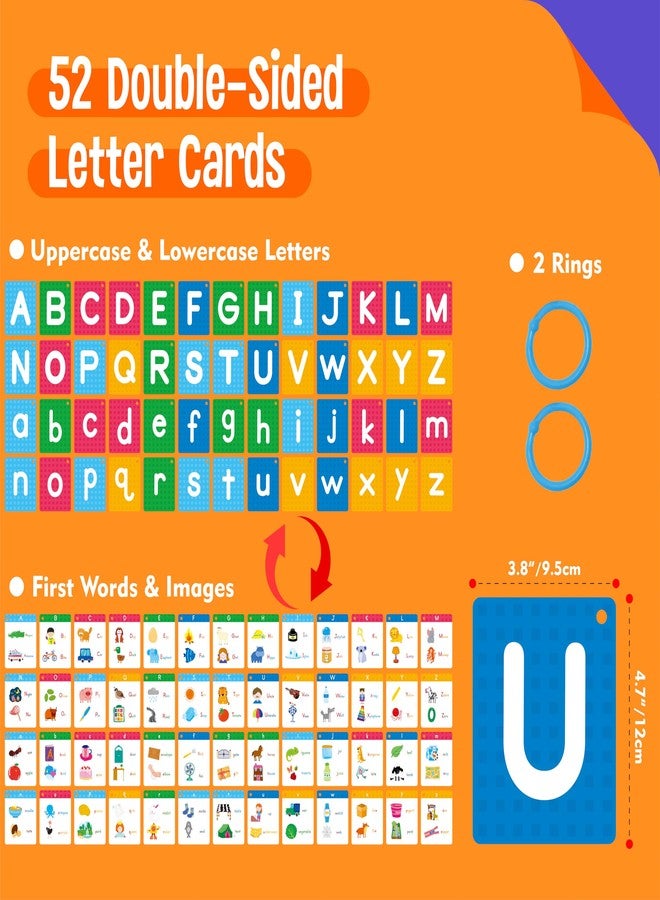 سبرايت جرو بطاقات تعليمية للأبجدية، 52 بطاقة بأحرف صغيرة وكبيرة، بطاقات تعليمية لأصوات الحروف بحجم كبير، تعلم التعرف على الحروف للأطفال، والأطفال الصغار، والفصول الدراسية، ومرحلة ما قبل المدرسة، ورياض الأطفال - Image 2