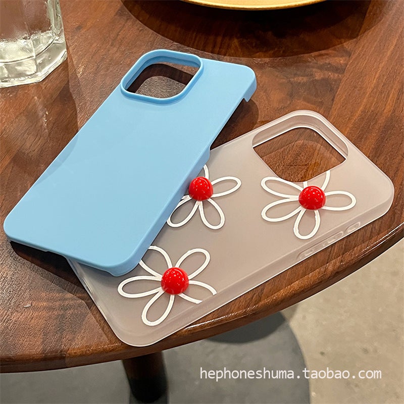Three-dimensional round bead flower for iPhone15ProMax Apple 14promax mobile phone case blue frosted fruit 16 - Image 5