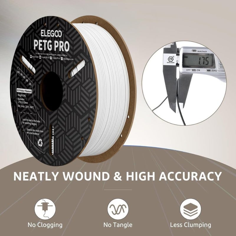 Protomont TECHNOLOGIES خيوط إليغو PETG PRO لطابعة FDM (بيضاء) - Image 1