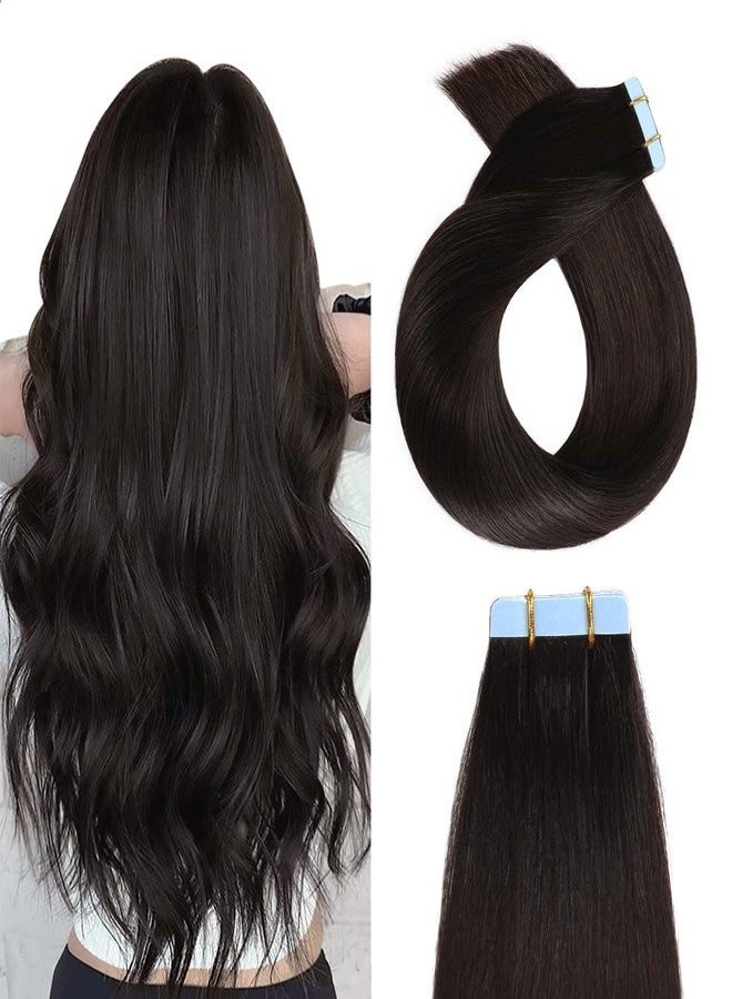 YILITE Tape in Hair Extensions 24 inches 20pcs 50g Silky Straight Tape in Human Hair Extensions Off Black Color Real Human Hair - Image 1