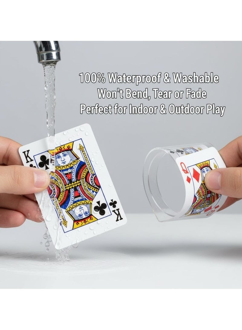 بوهر مجموعة أوراق لعب بوكر فاخرة، مصنوعة من البلاستيك بنسبة 100%، مع 108 أوراق (مجموعتان من 54 ورقة) - مجموعة أوراق لعب من مادة PVC مقاومة للماء، قابلة للغسل، مقاومة للتمزق، مناسبة لأمسيات اللعب، والسفر، والتخييم، والاستخدام الخارجي. - Image 3