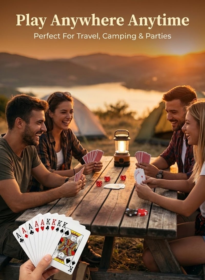 OKROYAL Premium 100% Plastic Poker Playing Cards Twin Pack – 108 Cards Total (2 Decks of 54) – Waterproof, Washable, Tear-Resistant PVC Casino-Grade Decks with Smooth Shuffle in Durable Metal Tin Case for Game Nights, Travel, Camping & Outdoor Use - Image 5