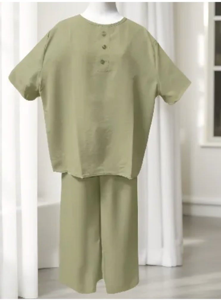Women's Free Size 2 Piece Outfit Lounge Sets Summer Textured Batwing Sleeve Tops and Wide Leg Pant Set  - Image 4