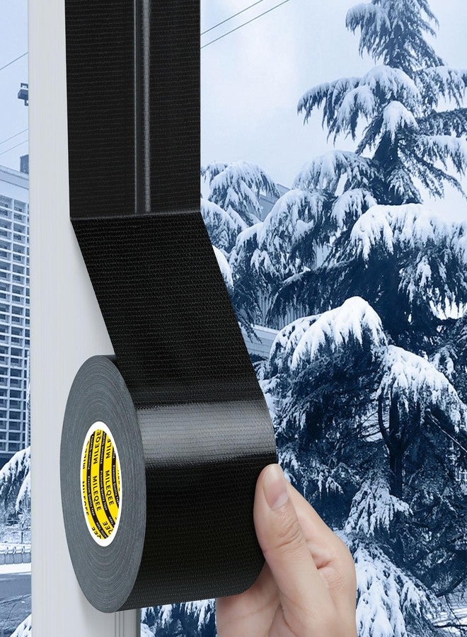 MILEQEE Cloth Duct Window Seal Strip Tape for Winter, 2.75in x 66FT, Weather Stripping Sealing Insulation Tape for Windows and Door, Easy Tear Sealer Draft Blocker Black - Image 1