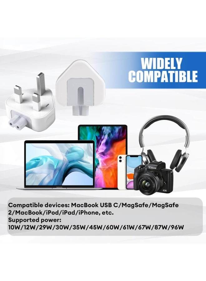 BEST ONE UK AC Adapter Wall Plug Replacement, 3 Pin Type G Duckhead Power Plug Compatible for MacBook USB-C Power Adapters, MagSafe & MagSafe 2 Chargers, Travel Wall Plug for 10W, 12W, 29W, 30W, 45W, 61W, 67W, 87W & 96W Adapters - Image 3