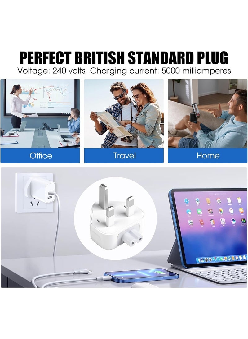 BEST ONE UK AC Adapter Wall Plug Replacement, 3 Pin Type G Duckhead Power Plug Compatible for MacBook USB-C Power Adapters, MagSafe & MagSafe 2 Chargers, Travel Wall Plug for 10W, 12W, 29W, 30W, 45W, 61W, 67W, 87W & 96W Adapters - Image 5