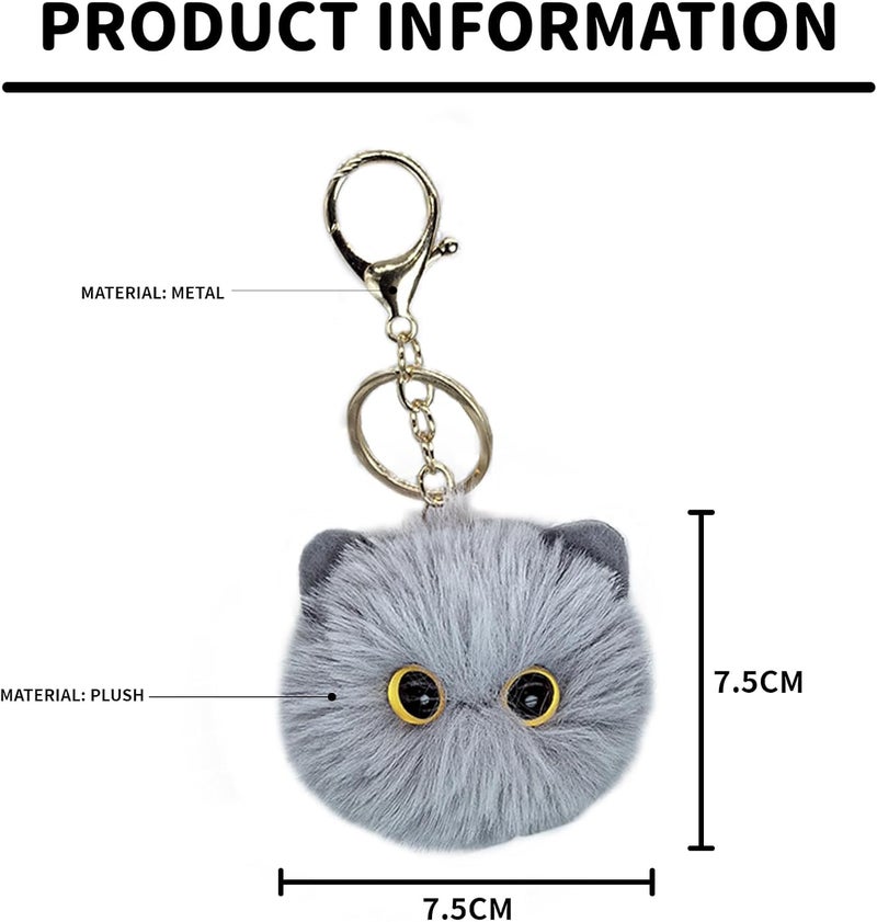4 PCS Cat Keychain, Soft Cute Plush Ball Keychains, Mini Cat Stuffed Fluffy Keychain, Cute Cat Plush Keychain for School Students Gifts Keychain Handbag Plush Charms Car Decoration Accessories - Image 3