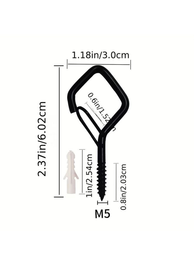 120pcs Heavy Duty Iron Screw Hooks With Safety Buckle Black Wall Mounted Outdoor String Lights - Image 4