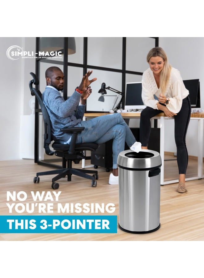 Simpli-Magic 65 Liter Open Top Trash Can, Commercial Grade, Stainless Steel - Image 5