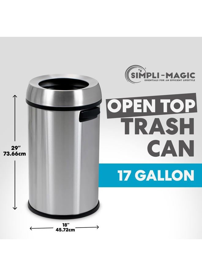 Simpli-Magic 65 Liter Open Top Trash Can, Commercial Grade, Stainless Steel - Image 2