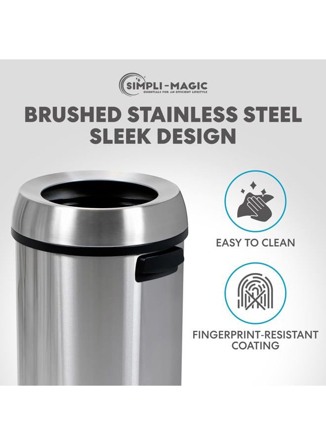 Simpli-Magic 65 Liter Open Top Trash Can, Commercial Grade, Stainless Steel - Image 4