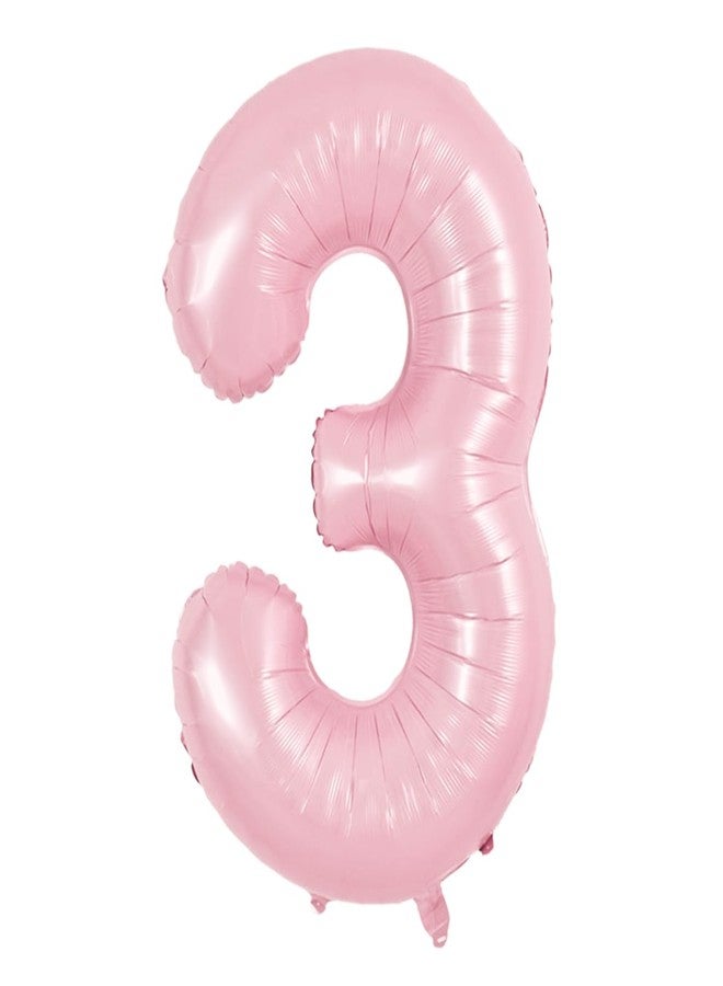 TONIFUL 40 Inch Pastel Pink Number 3 Balloon Balloon Big Pink Digital 3 Balloon for Girl's Birthday Party Wedding Bridal Shower Engagement Anniversary Photo Shoot Supplies - Image 1