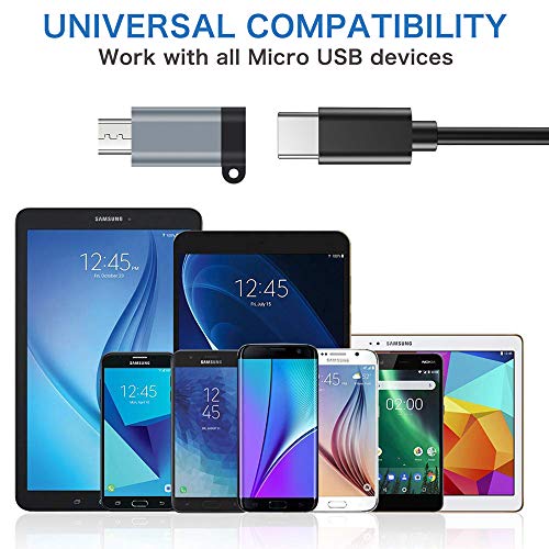 QianLink USB C to Micro USB Adapter, (4-Pack) Type C Female to Micro USB Male Convert Connector with Keychain Charge & Data Sync Compatible Samsung Galaxy S7/S7 Edge, Nexus 5/6 and Micro USB Devices(Grey) - Image 5