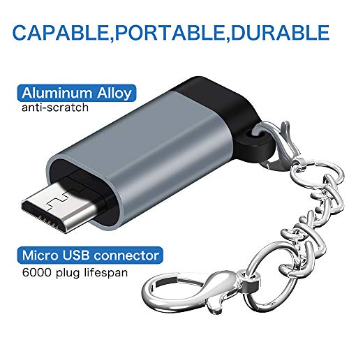 QianLink USB C to Micro USB Adapter, (4-Pack) Type C Female to Micro USB Male Convert Connector with Keychain Charge & Data Sync Compatible Samsung Galaxy S7/S7 Edge, Nexus 5/6 and Micro USB Devices(Grey) - Image 2