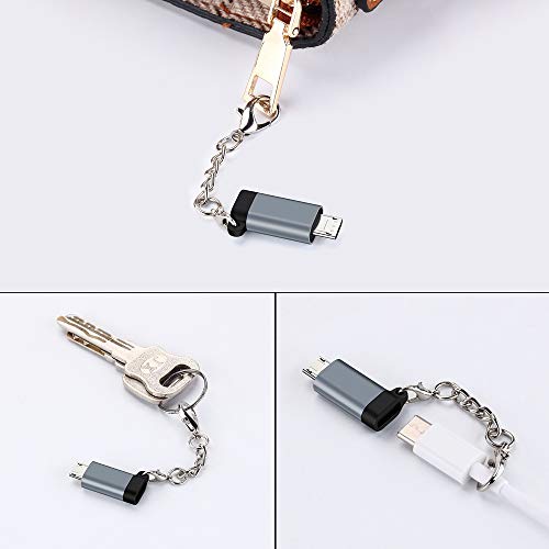 QianLink USB C to Micro USB Adapter, (4-Pack) Type C Female to Micro USB Male Convert Connector with Keychain Charge & Data Sync Compatible Samsung Galaxy S7/S7 Edge, Nexus 5/6 and Micro USB Devices(Grey) - Image 4