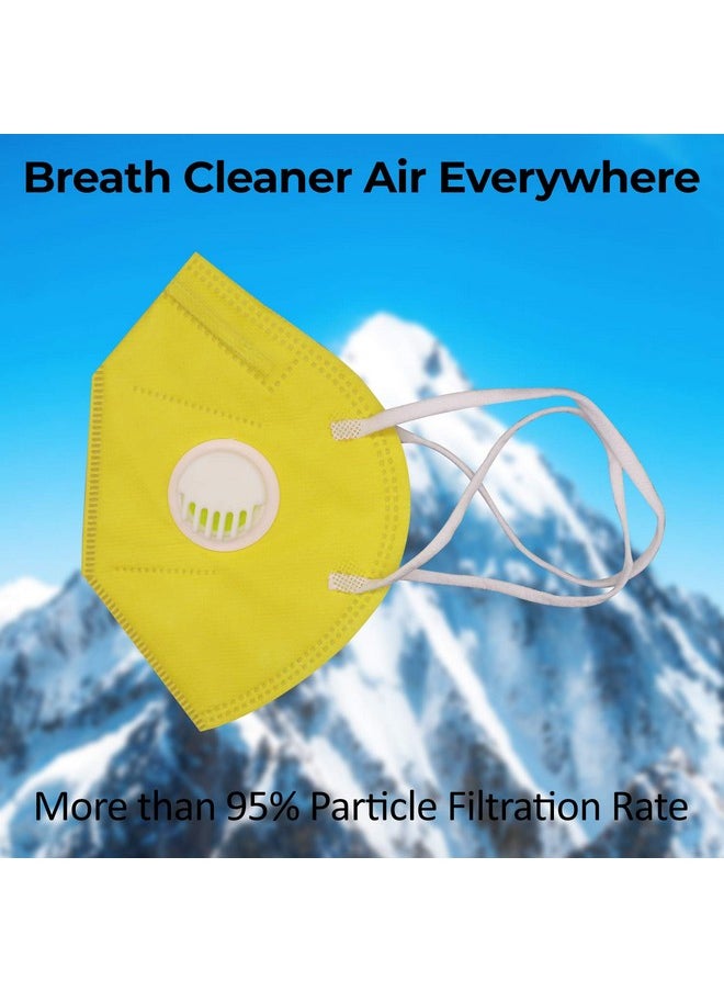 ORILEY Vn95 Sitra Approved 5 Layer Disposable Face Mask With Nose Pin Mouth Cover For Men & Women (Yellow 5 Pc)  - Image 2