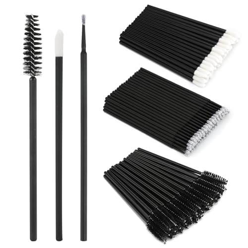 G2PLUS 300pc Eyelash Extension Supplies Kit 100pc Disposable Lip Wands Mascara Brush Applicators Micro Swabs for Eyebrow Eyelash Extension and Makeup Kits Black - Image 1