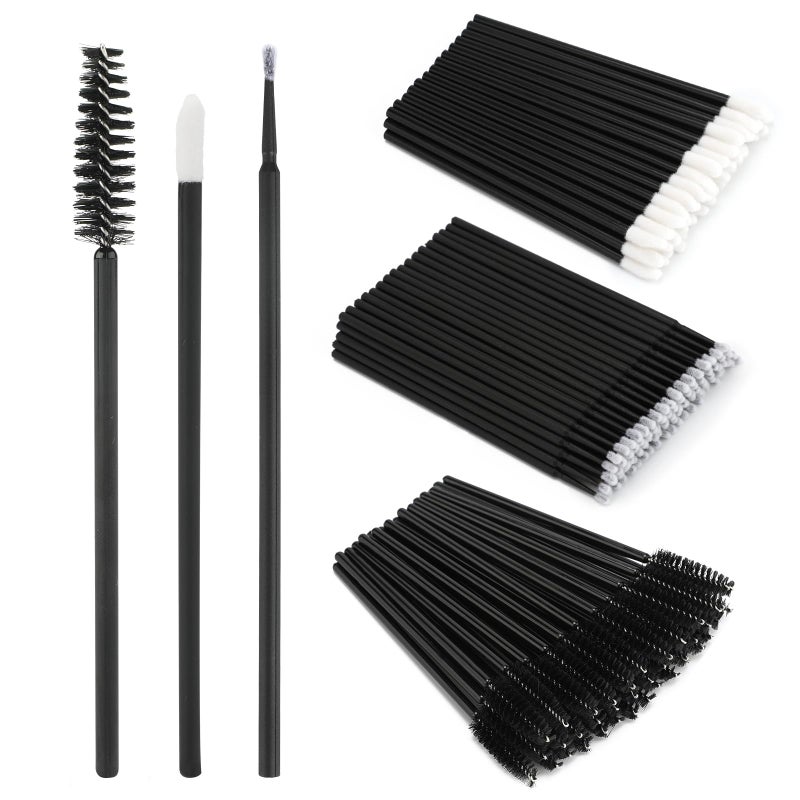 G2PLUS 300pc Eyelash Extension Supplies Kit 100pc Disposable Lip Wands Mascara Brush Applicators Micro Swabs for Eyebrow Eyelash Extension and Makeup Kits Black - Image 3