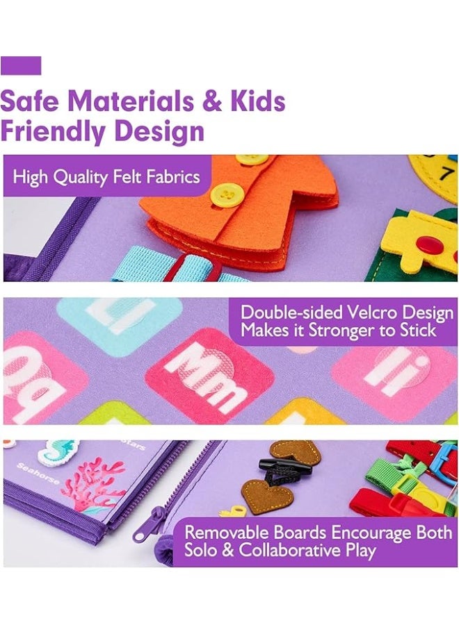 general Montessori Busy Book for Toddlers 20 in 1 Quiet Activity Book with Life Skills Cognition Sorting Kids DIY Felt Quiet Book Preschool Learning Education Toys - Image 2