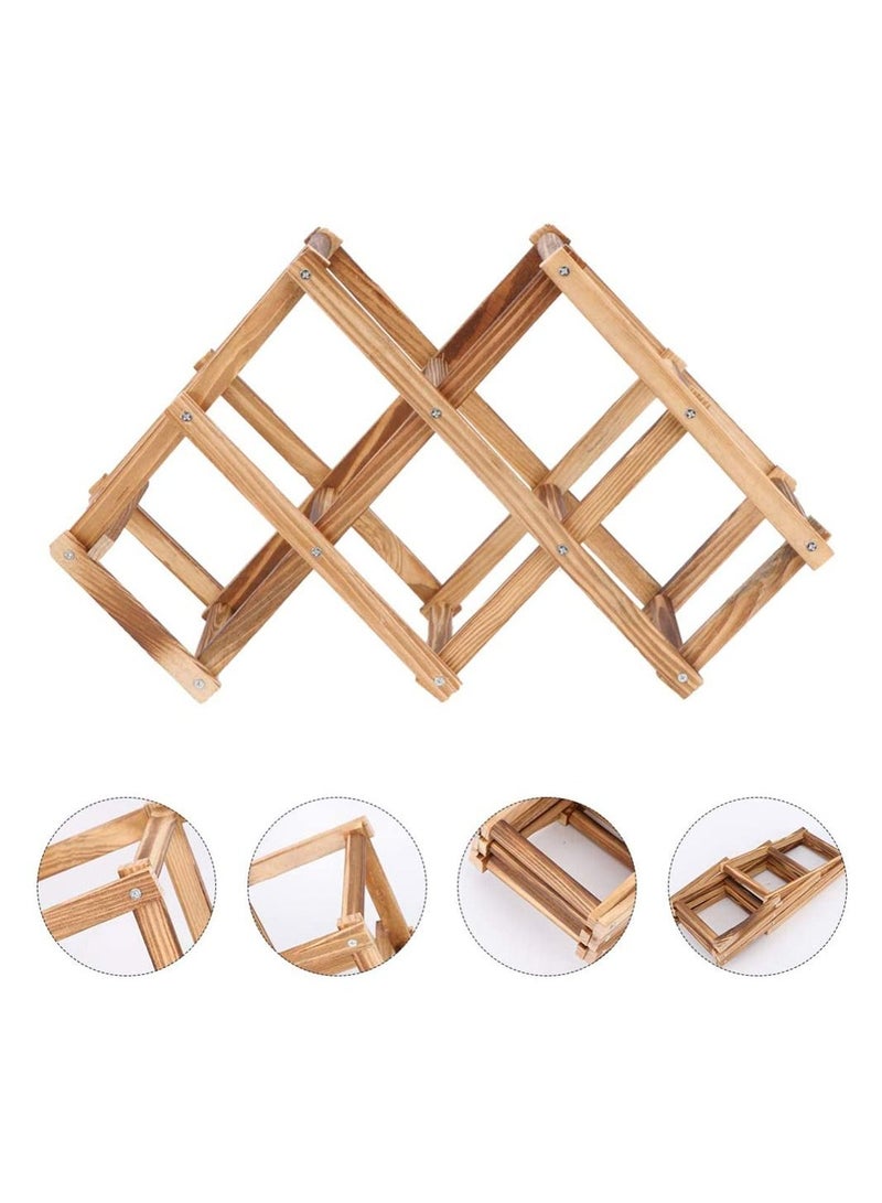 FFD Wooden Foldable Wine Rack 6 Bottle Holder Mount Bar Display Shelf Bottle Storage Display Stand Folding Wood Wine Rack For Kitchen Bar Home  - Image 2