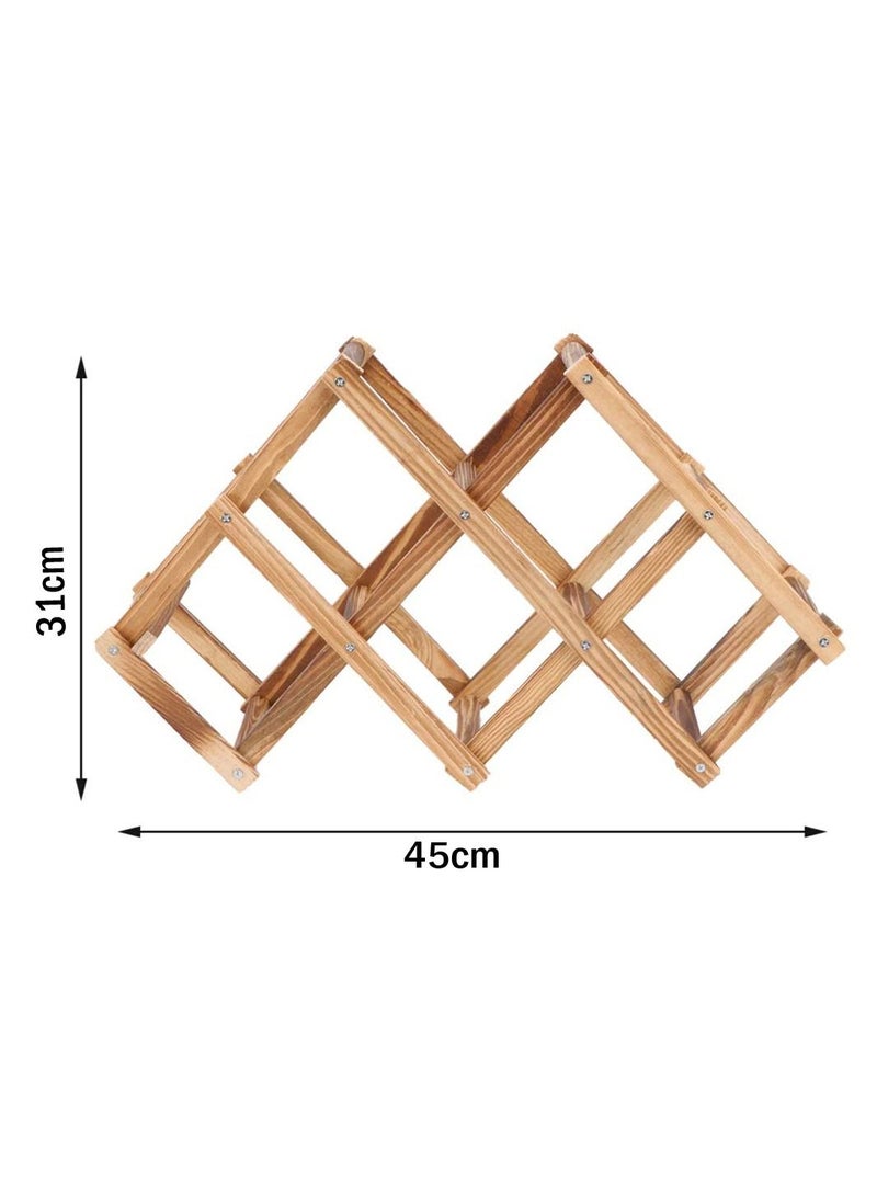 FFD Wooden Foldable Wine Rack 6 Bottle Holder Mount Bar Display Shelf Bottle Storage Display Stand Folding Wood Wine Rack For Kitchen Bar Home  - Image 3