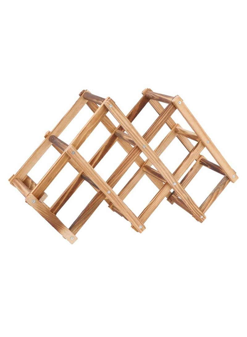 FFD Wooden Foldable Wine Rack 6 Bottle Holder Mount Bar Display Shelf Bottle Storage Display Stand Folding Wood Wine Rack For Kitchen Bar Home  - Image 1