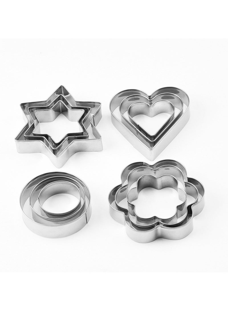 12pcs Stainless Steel Cookies Cutters Set Creative Star Cookie Cutter Round/Heart/Flower Shaped Egg Molds Indoor Outdoor Baking Tools - Image 3
