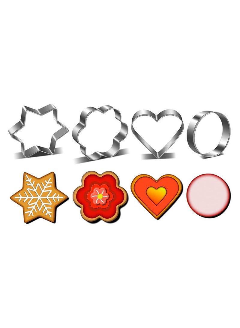 12pcs Stainless Steel Cookies Cutters Set Creative Star Cookie Cutter Round/Heart/Flower Shaped Egg Molds Indoor Outdoor Baking Tools - Image 4