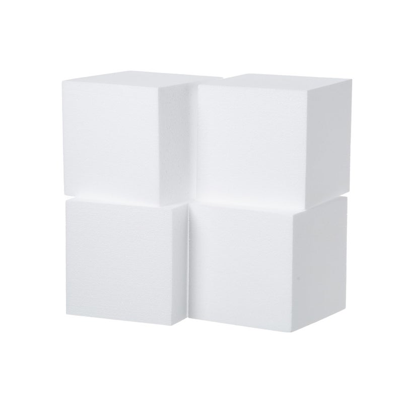 Crafare 4 Pack Craft Foam Blocks 6x6x6inch Polystyrene Brick Square for Arts School Projects Sculptures Floral Arrangements Modeling and Centerpieces - Image 1