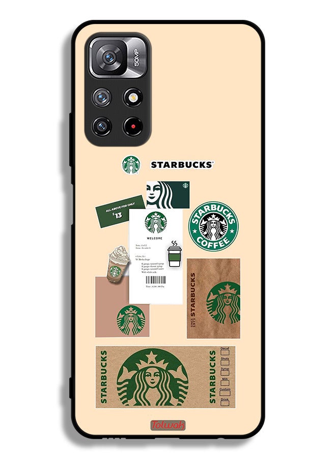 Tolwak Xiaomi Redmi Note 11S Protective Case Cover Coffee Sticker - Image 2