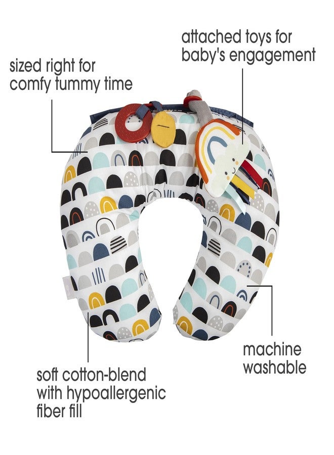 Boppy Tummy Time Prop, Black and White Modern Rainbows with Teething Toys, A Smaller Size for Comfortable Tummy Time, Attached Toys Encourage Neck and Shoulder Strength Building - Image 2