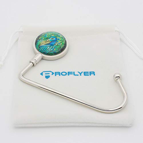 ROFLYER Purse Hook Hanger for Table Bar Long Handbag Hanger Bag Hanger with Velvet Pouch (King Peacock) - Image 2