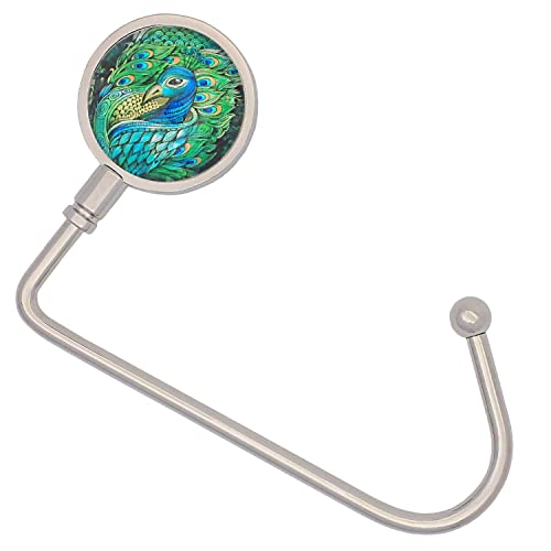 ROFLYER Purse Hook Hanger for Table Bar Long Handbag Hanger Bag Hanger with Velvet Pouch (King Peacock) - Image 1