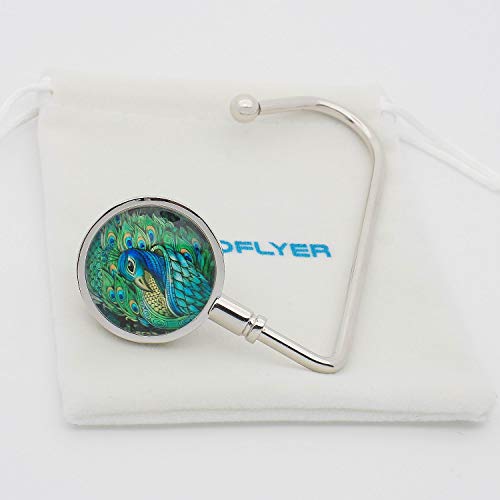 ROFLYER Purse Hook Hanger for Table Bar Long Handbag Hanger Bag Hanger with Velvet Pouch (King Peacock) - Image 3