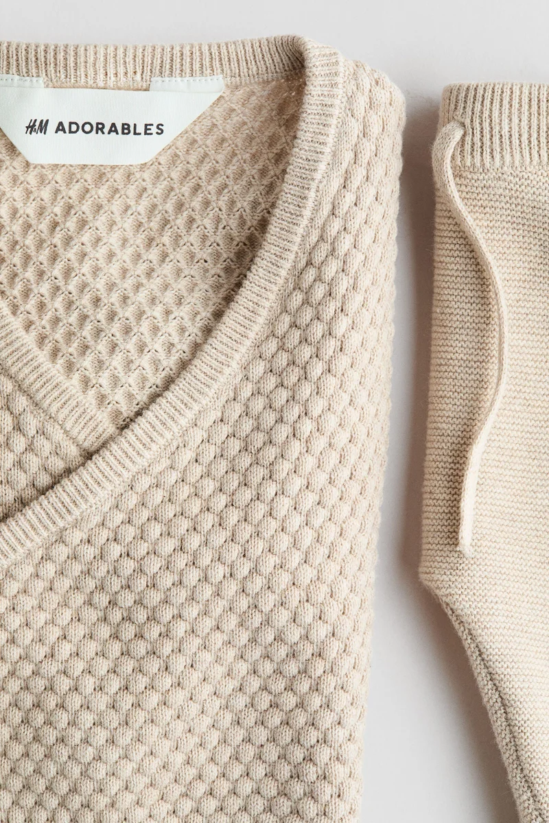 H&M 2-piece cotton texture-knit set